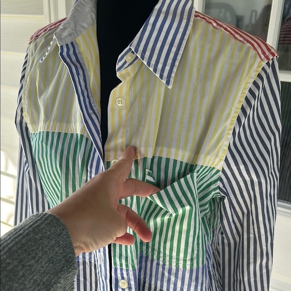 Jones New York tunic length Button Down Shirt with Asymmetrical Color E - Picture 6 of 11